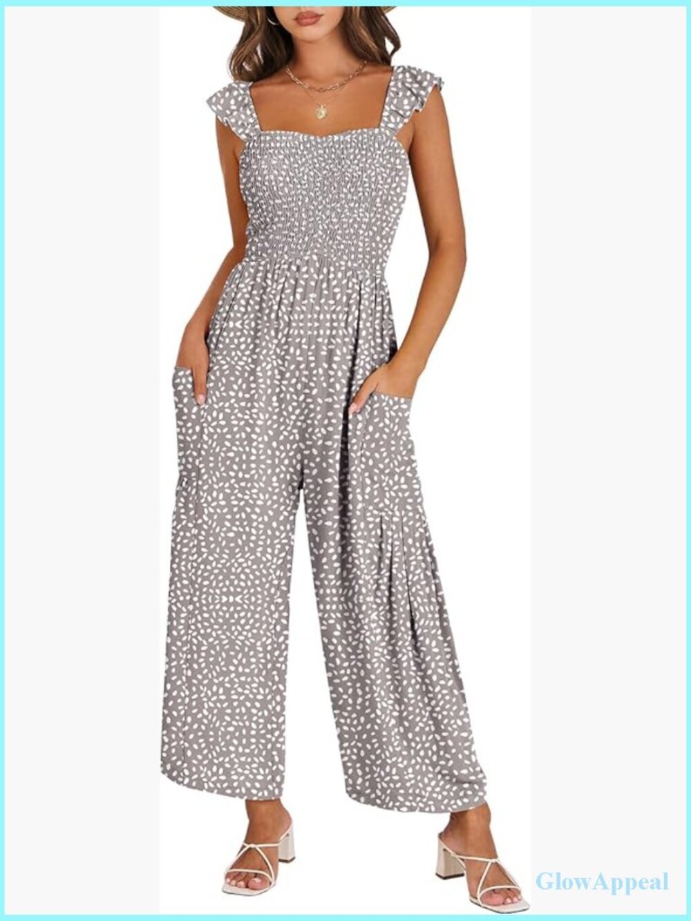 Sleeveless Smocked Wide Leg Jumpsuit Romper Summer Dressy Casual Beach Outfit